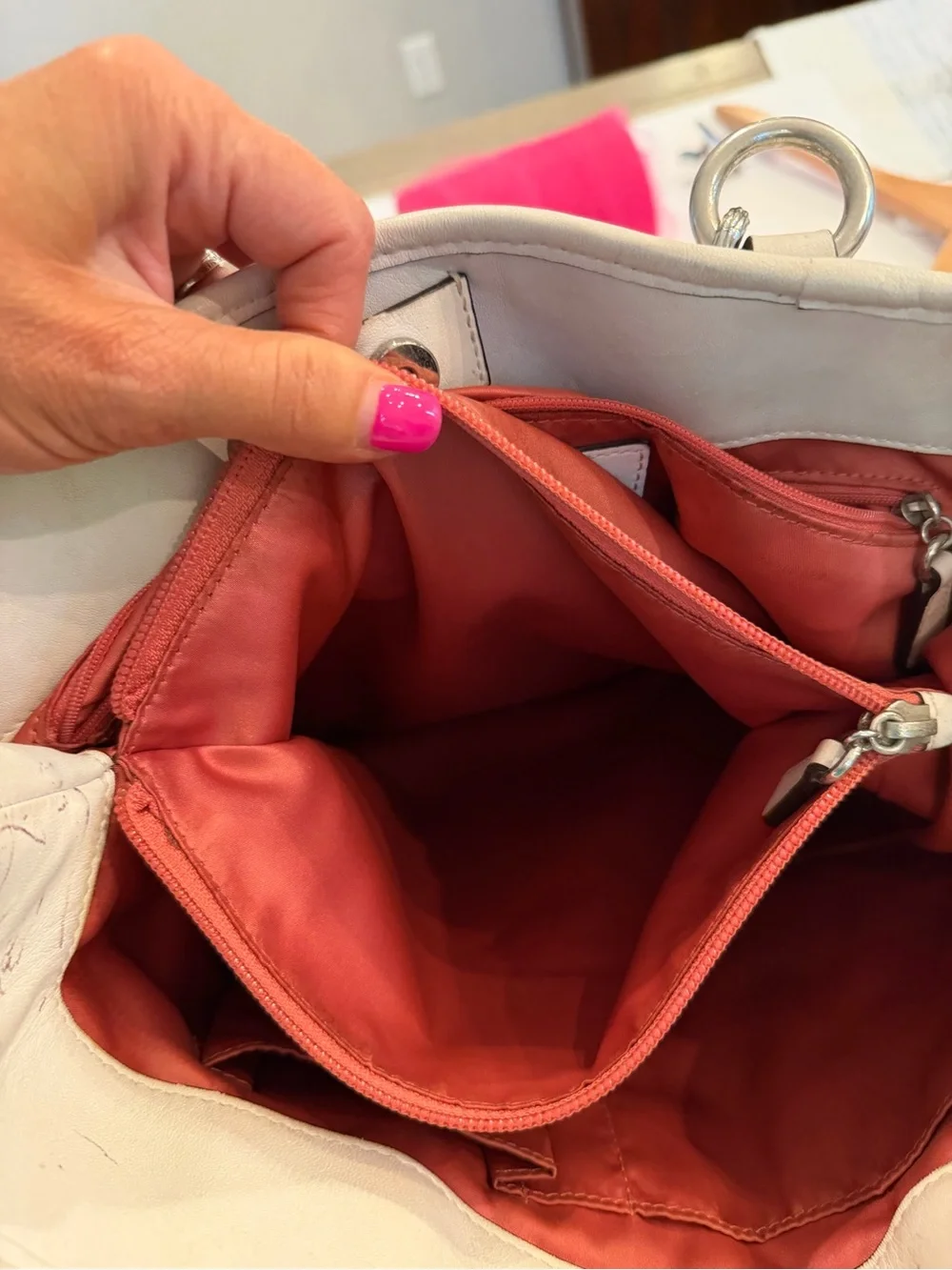 Coach Poppy Pushlock Tote with Front Flap Pocket.